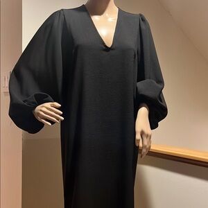 GANNI Elegant Black Dress with Balloon Sleeves